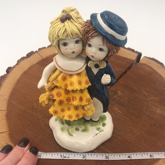 VTG Lino Zampiva Spaghetti Ware Boy & Girl Figurine 6" Signed & Stamped - Picture 11 of 11